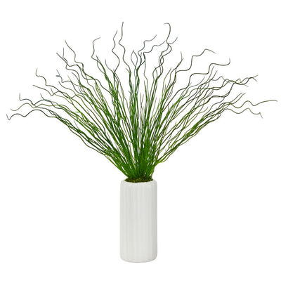 23” Curly Grass Artificial Plant in White Planter Default Title