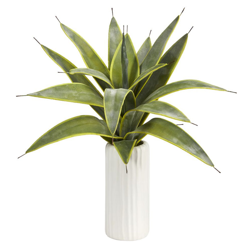 16” Sanseveria Artificial Plant in White Planter Default Title