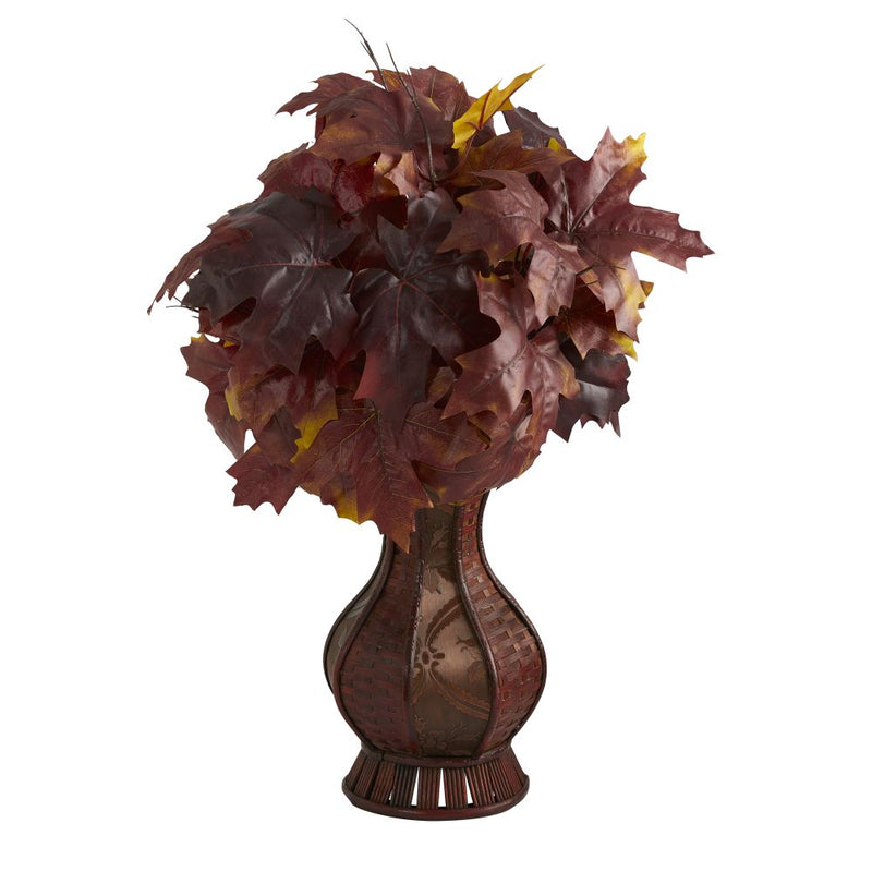 24” Autumn Maple Leaf Artificial Plant in Decorative Planter Default Title