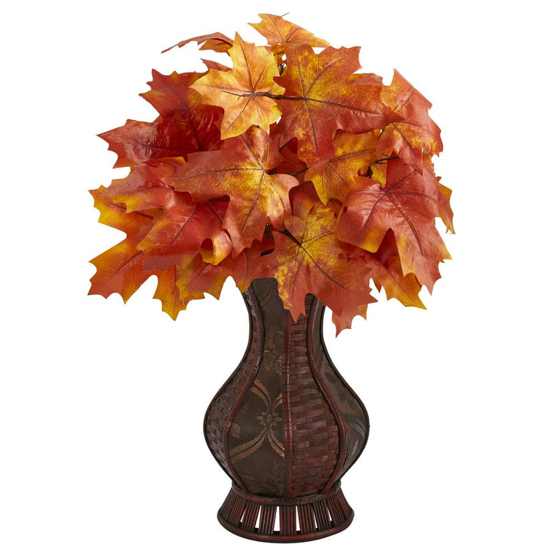 24” Autumn Maple Leaf Artificial Plant in Decorative Planter Default Title