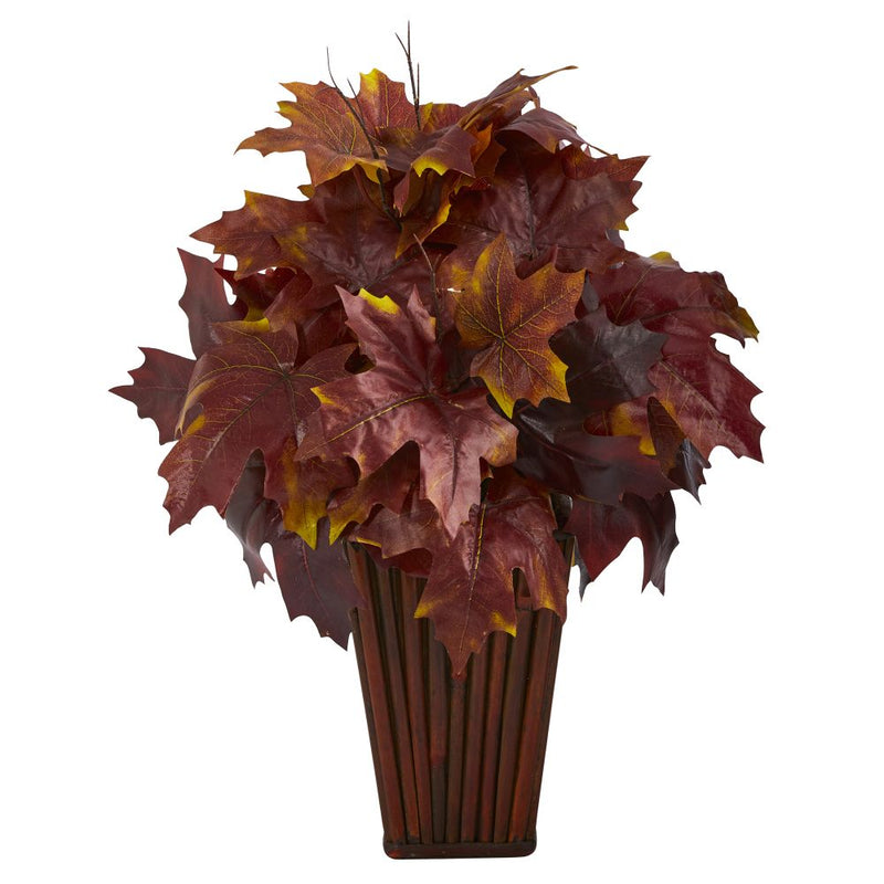 19” Autumn Maple Leaf Artificial Plant in Decorative Planter Default Title