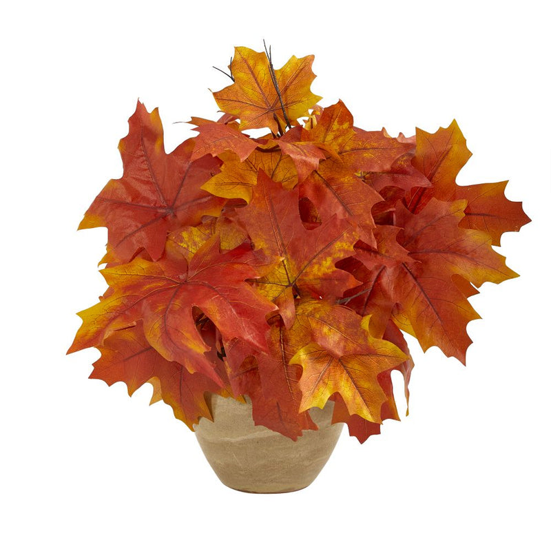 16” Autumn Maple Leaf Artificial Plant in Decorative Planter Default Title