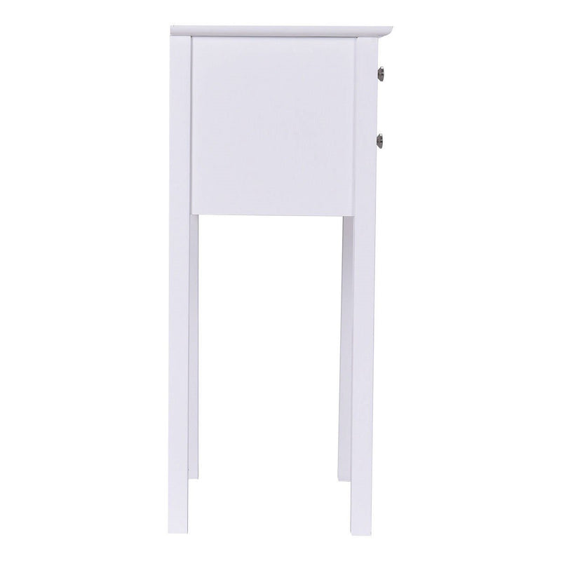 Elegant 2-Drawer End Table Nightstand Side Table in White Wood Finish