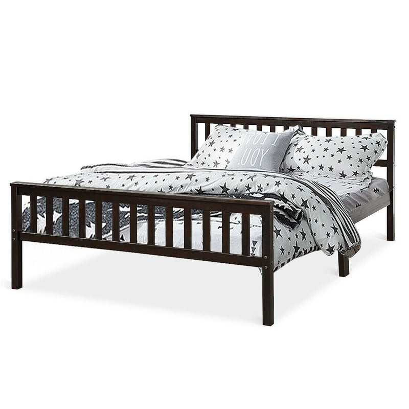 Queen Wood Platform Bed Frame with Headboard and Footboard in Espresso