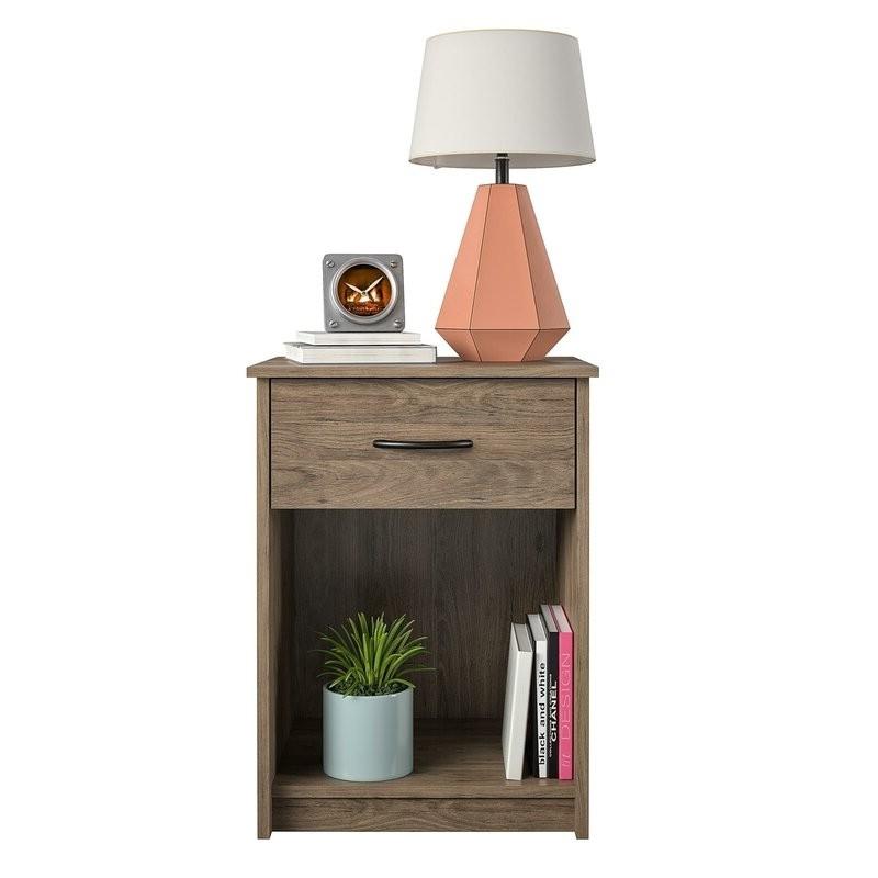 Bedroom 1-Drawer Nightstand End Table in Light Oak Wood Finish