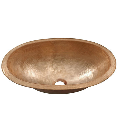 Pure Copper 19-inch Oval Bathroom Sink Unfinished