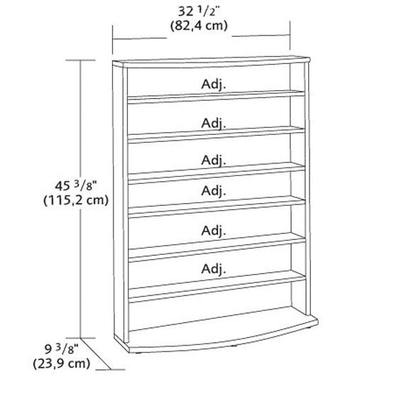 Contemporary 6-Shelf Bookcase Multimedia Storage Rack Tower in Brown Finish