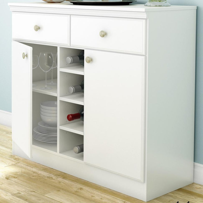 White Dining Room Sideboard Buffet Console Table with 2 Drawers