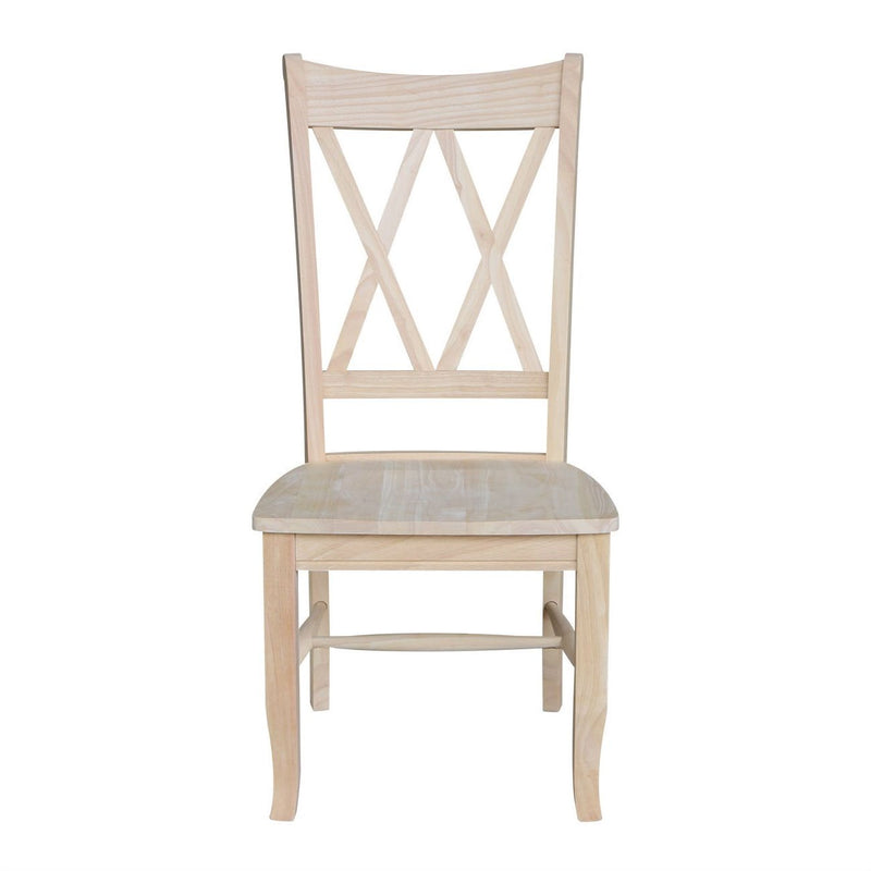 Set of 2 - Traditional Unfinished Wood Dining Chairs