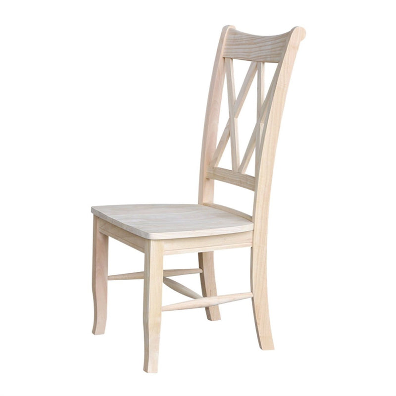 Set of 2 - Traditional Unfinished Wood Dining Chairs