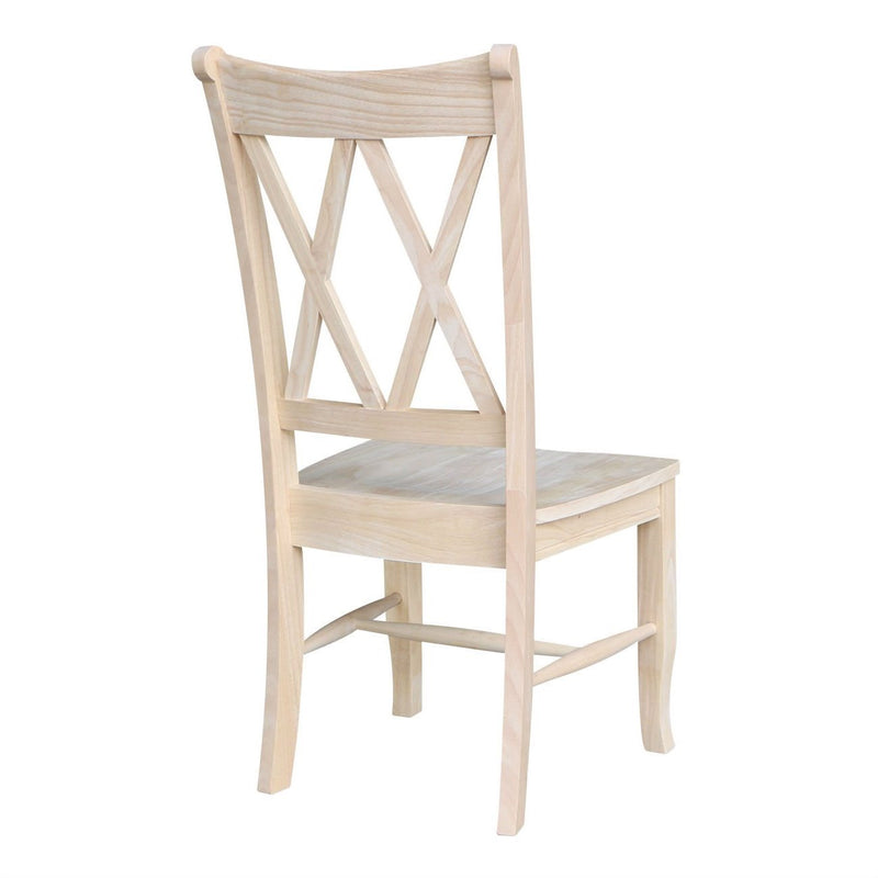 Set of 2 - Traditional Unfinished Wood Dining Chairs