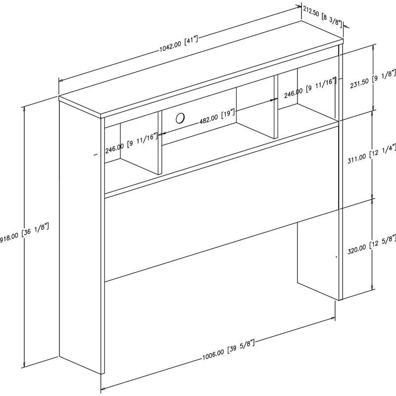 Twin-size Bookcase Headboard in Black Finish - Modern Design