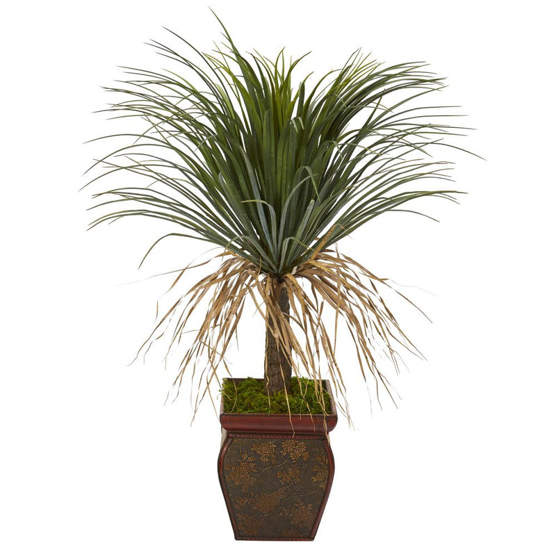 37” Pony Tail Palm Artificial Plant in Decorative Planter Default Title