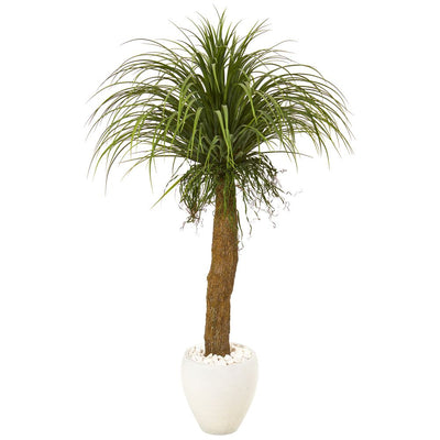 5’ Pony Tail Palm Artificial Plant in White Planter Default Title