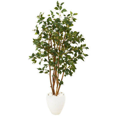 53” Ficus Artificial Tree in White Planter Default Title