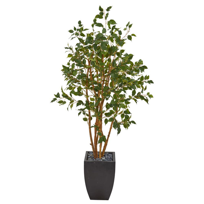 58” Ficus Artificial Tree in Black Planter Default Title