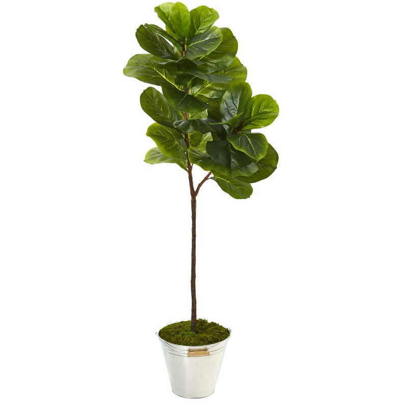 5’ Fiddle Leaf Artificial Tree in Tin Bucket Default Title