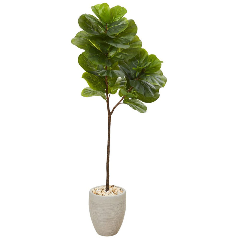 5’ Fiddle Leaf Artificial Tree in Sand Colored Planter Default Title