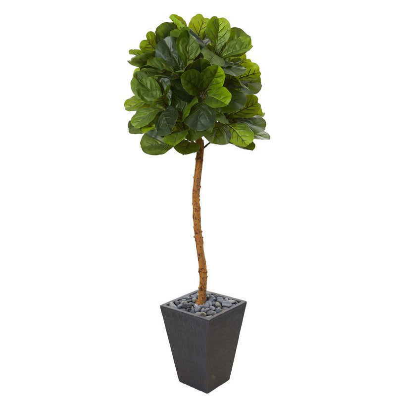 5.5’ Fiddle Leaf Artificial Tree in Slate Planter (Real Touch) Default Title