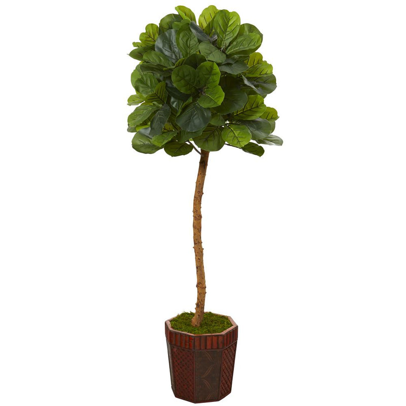 64” Fiddle Leaf Artificial Tree in Decorative Planter (Real Touch) Default Title