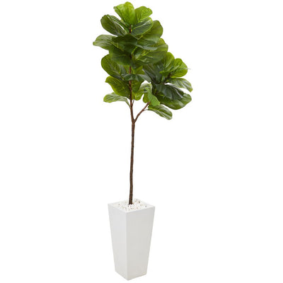 68” Fiddle Leaf Artificial Tree in White Planter (Real Touch) Default Title