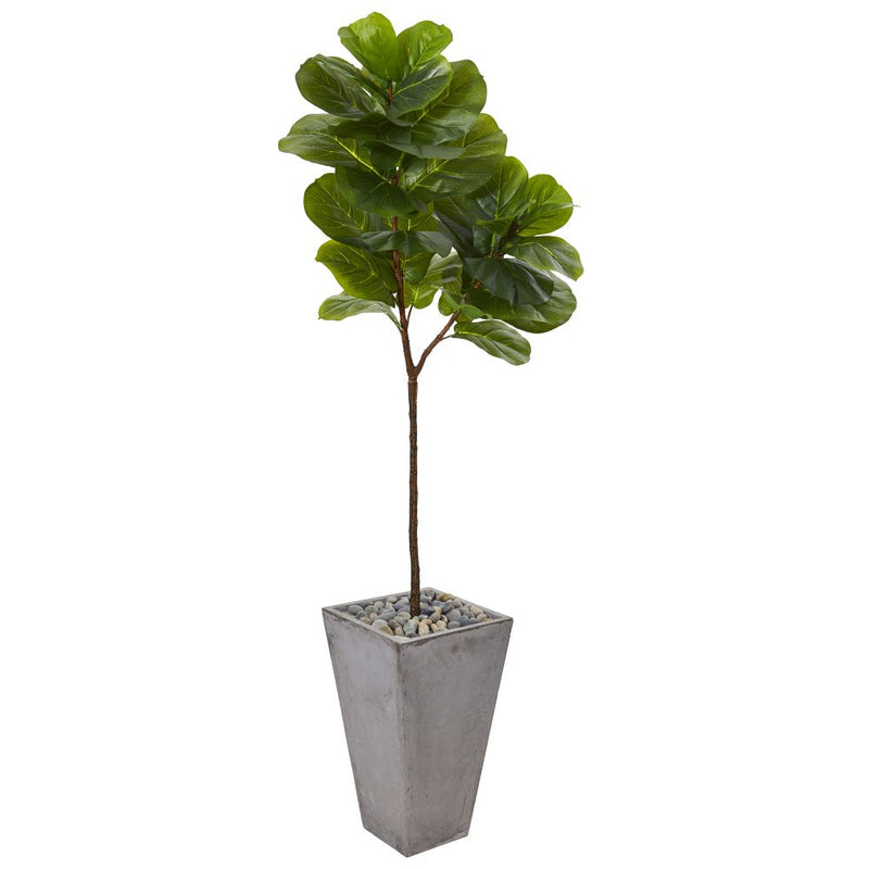 70” Fiddle Leaf Artificial Tree in Cement Planter (Real Touch) Default Title