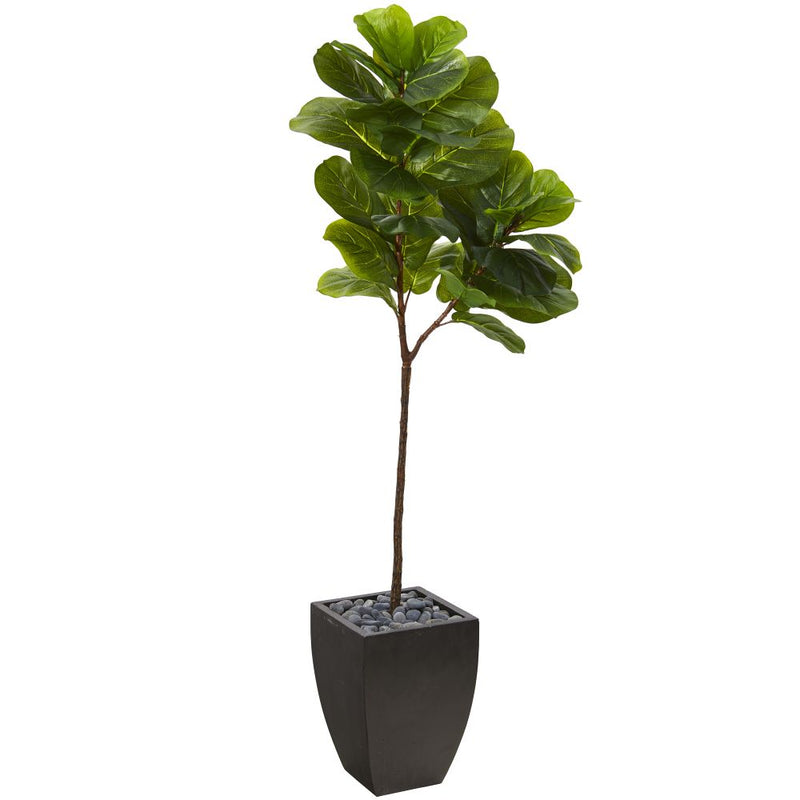 5.5’ Fiddle Leaf Artificial Tree in Black Planter (Real Touch) Default Title