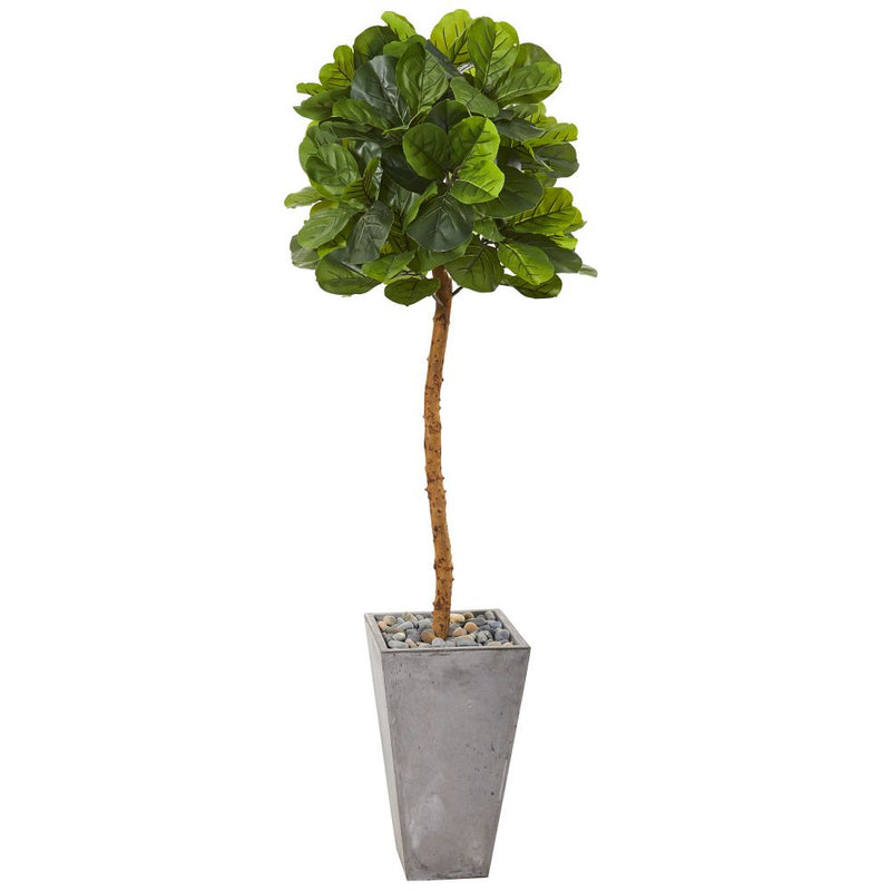 70” Fiddle Leaf Artificial Tree in Cement Planter (Real Touch) Default Title