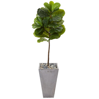 5’ Fiddle Leaf Artificial Tree in Cement Planter (Real Touch) Default Title