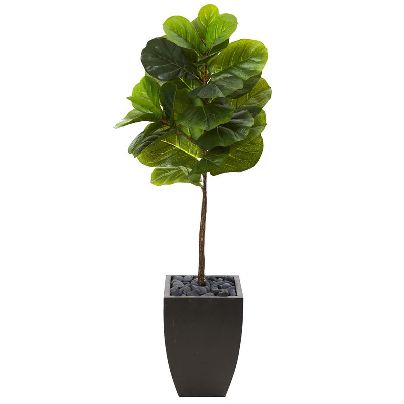 4.5’ Fiddle Leaf Artificial Tree in Black Planter (Real Touch) Default Title