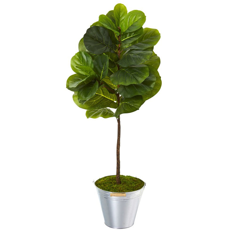 3.5’ Fiddle Leaf Artificial Tree in Tin Bucket (Real Touch) Default Title