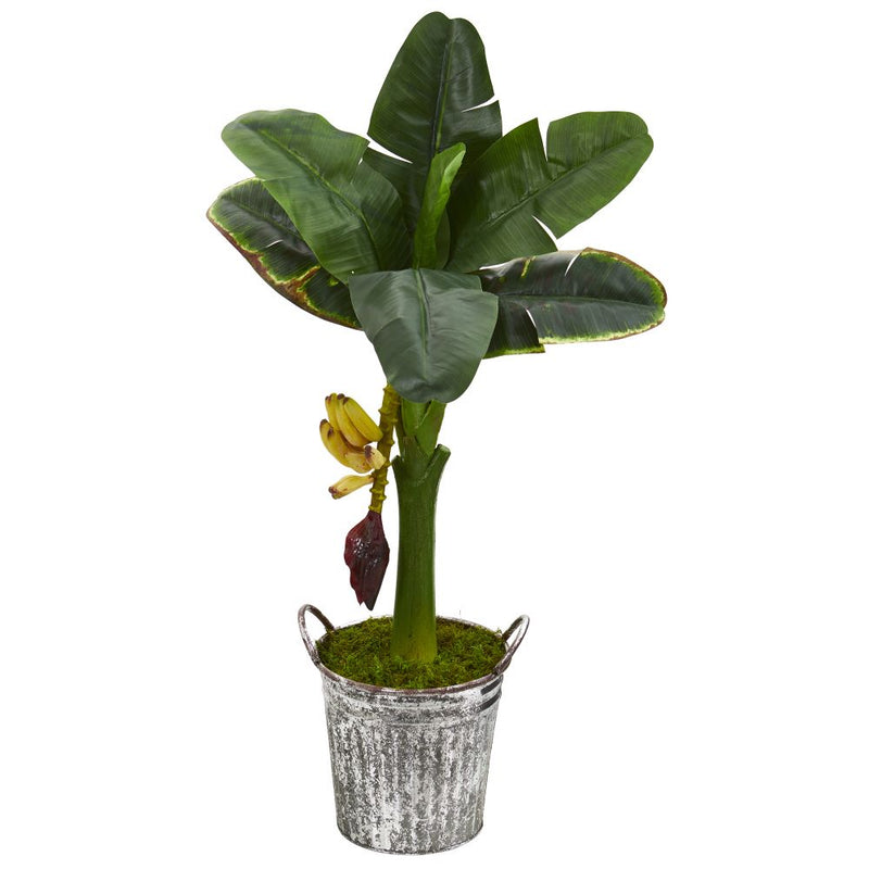 33” Banana Artificial Tree in Vintage Metal Pail Default Title