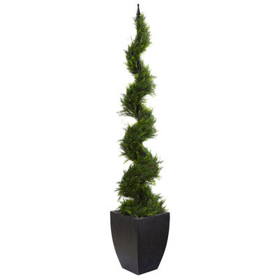 70” Cypress Artificial Spiral Tree in Black Planter Default Title