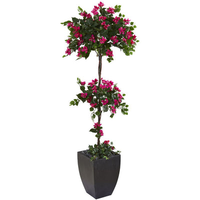 63” Bougainvillea Artificial Topiary Tree in Black Planter Default Title