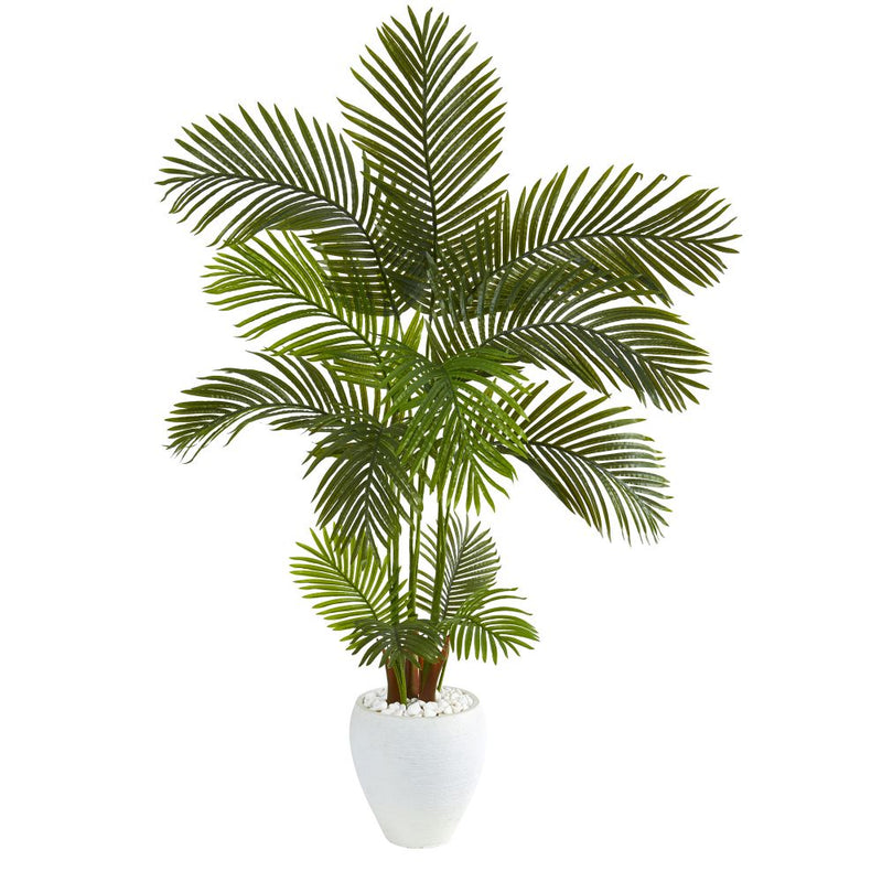 5’ Areca Palm Artificial Tree in White Planter Default Title