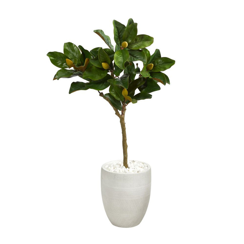 44” Magnolia Leaf Artificial Tree in White Planter Default Title