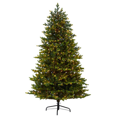 7’ North Carolina Fir Artificial Christmas Tree with 550 Clear Lights and 3703 Bendable Branches Default Title