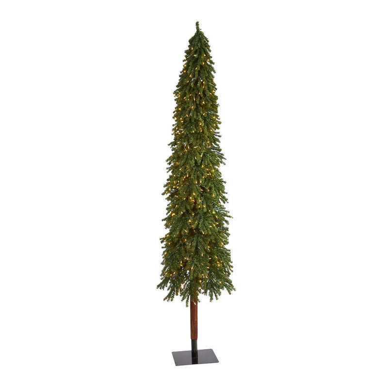 9’ Grand Alpine Artificial Christmas Tree with 600 Clear Lights and 1183 Bendable Branches on Natural Trunk Default Title