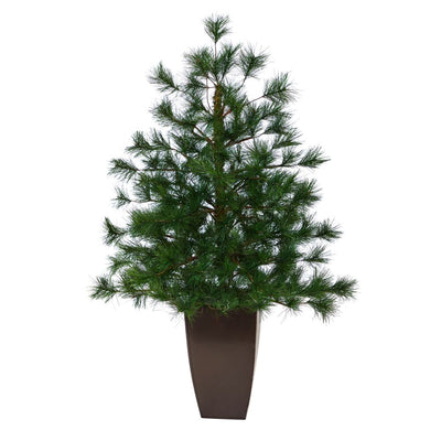 40” Yukon Mixed Pine Artificial Christmas Tree with 213 Bendable Branches in Bronze Metal Planter Default Title