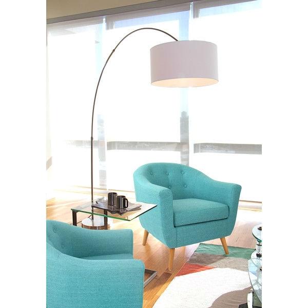 Turquoise Modern Mid-Century Style Arm Chair with Solid Wood Legs