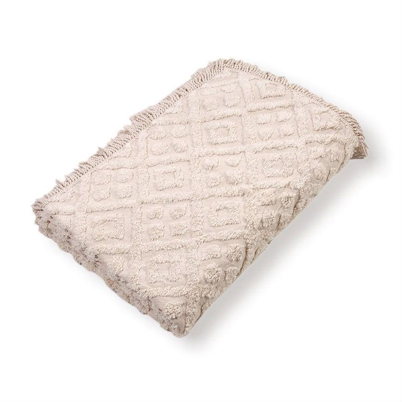 Twin size 100% Cotton Bedspread in Beige with Diamond Pattern