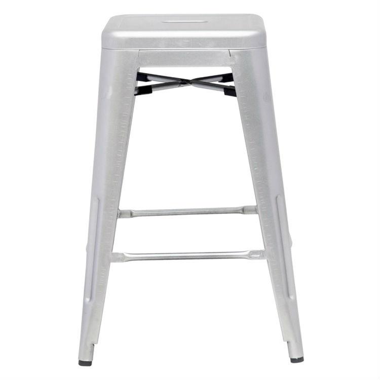 Indoor Outdoor Backless Stacking Counter Height Bar Stool in Gunmetal Steel