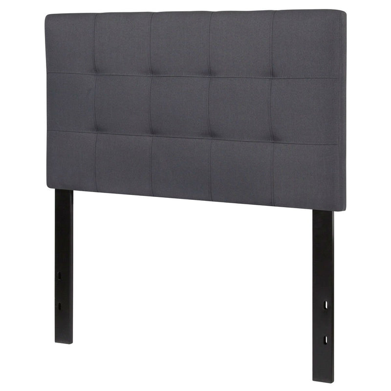 Twin size Modern Dark Grey Fabric Upholstered Panel Headboard