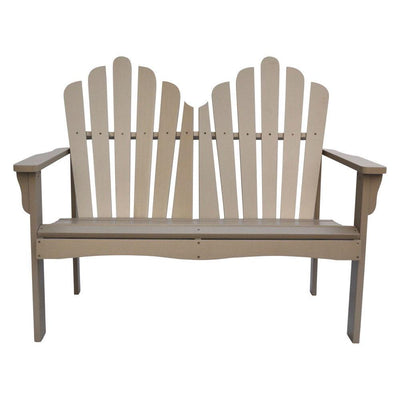 Outdoor Cedar Wood Loveseat Garden Bench in Taupe Grey Finish