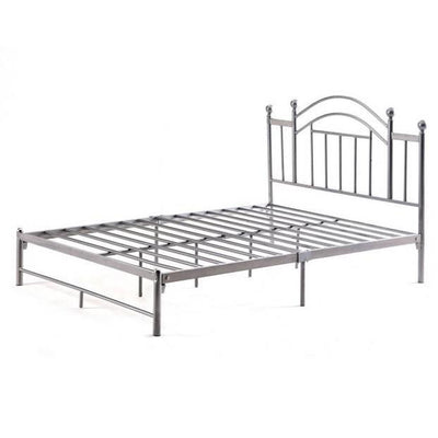 Twin Metal Platform Bed Frame with Headboard in Silver Finish