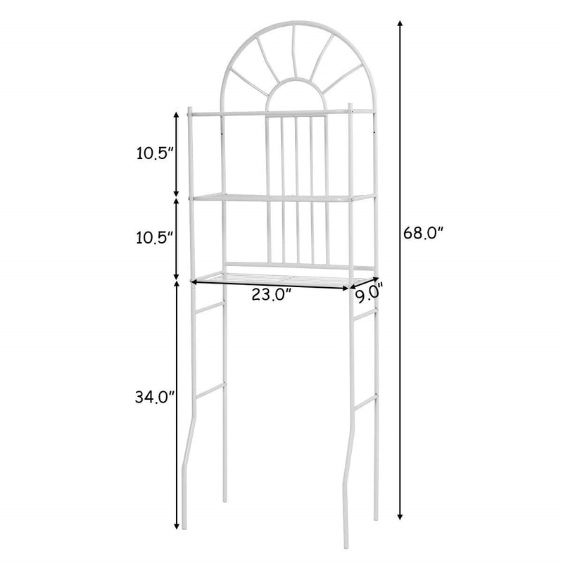 Over Toilet Bathroom Space Saving Storage Shelving Unit in White Metal Finish