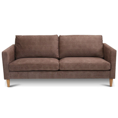 Modern Light Brown Coffee Fabric Mid-Century Style Sofa with Wood Legs