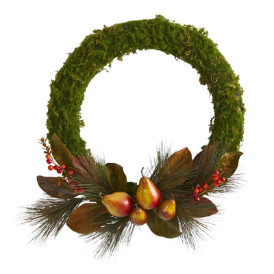 22” Pear, Magnolia and Moss Artificial Wreath Default Title