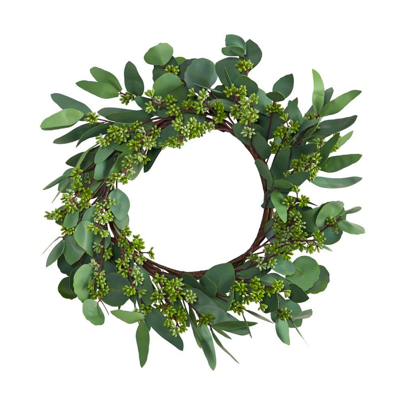 22” Eucalyptus and Berry Artificial Wreath Default Title