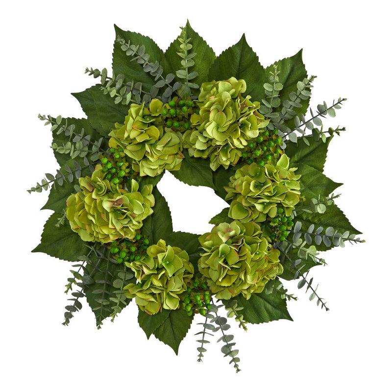 24” Hydrangea and Eucalyptus Artificial Wreath Default Title